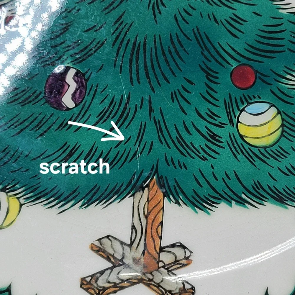 Lefton Hand Decorated Christmas Tree Holly Plate Santa Cookie Holiday Vintage